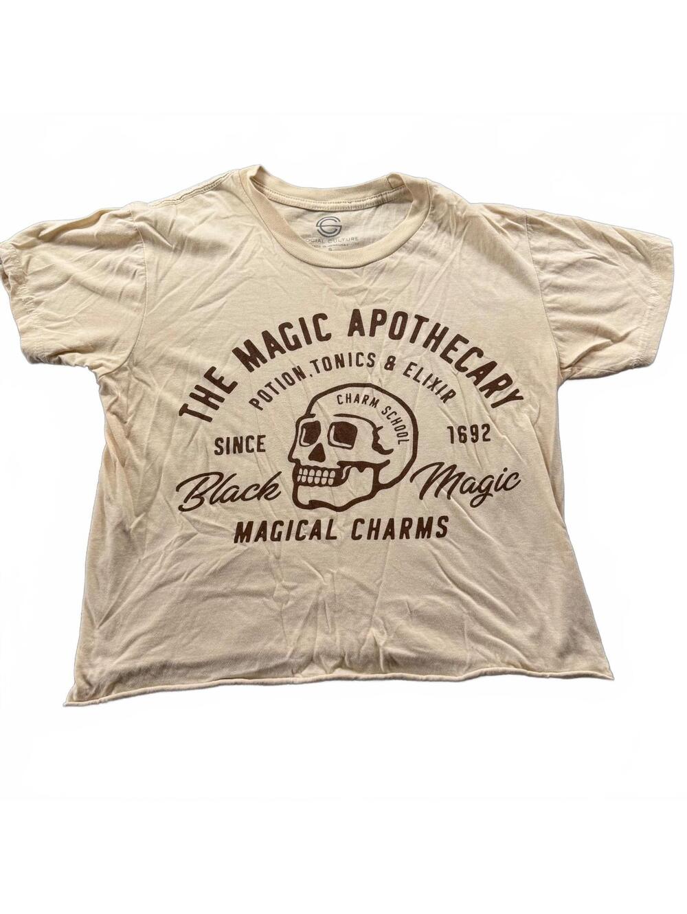 Social Culture The Magic Apothecary Raw Hem Cropped Graphic Tee